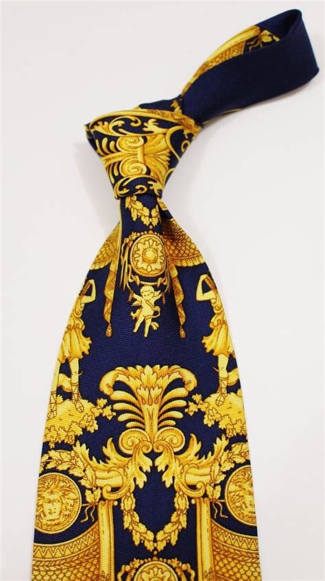 versace gold and blue tie|Versace ties for men.